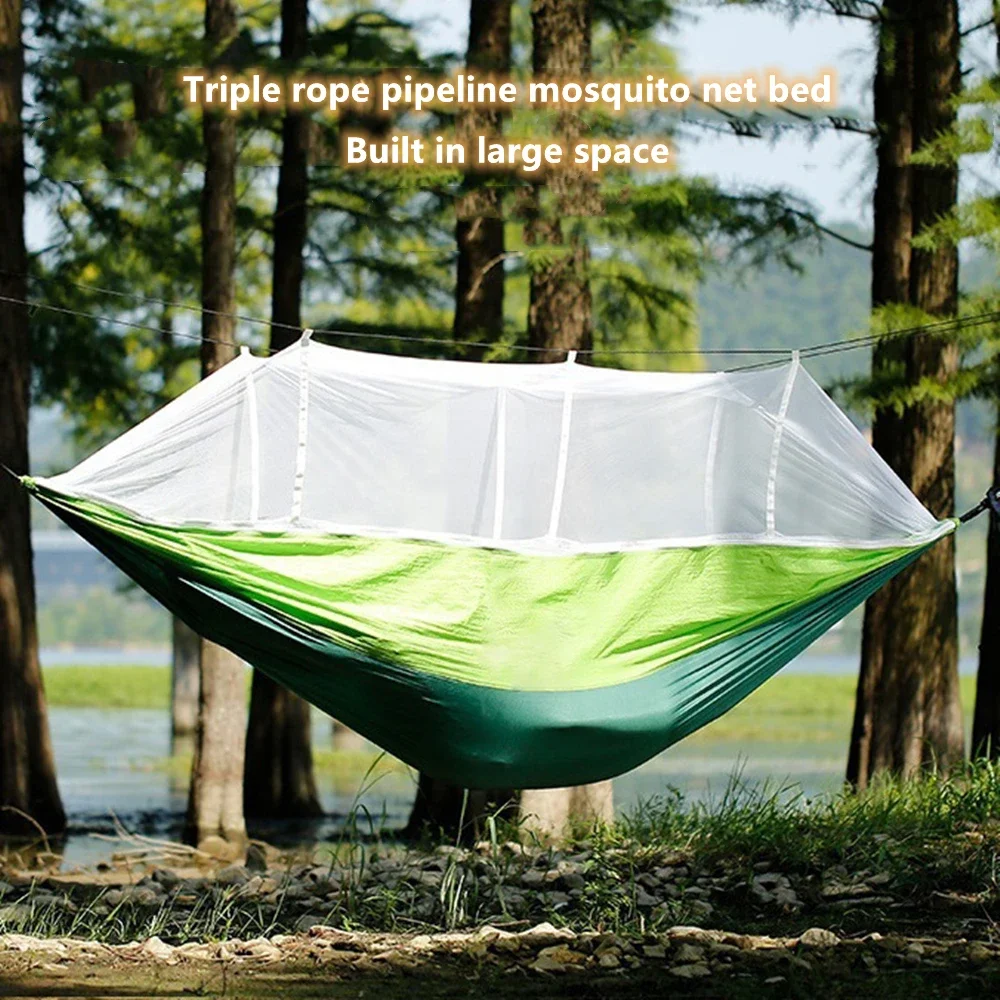 

Swing Hammock Portable Outdoor Camping Leisure Double Mosquito Net Hammocks Garden Travel Tourist Nature Hike Sleeping Hanging