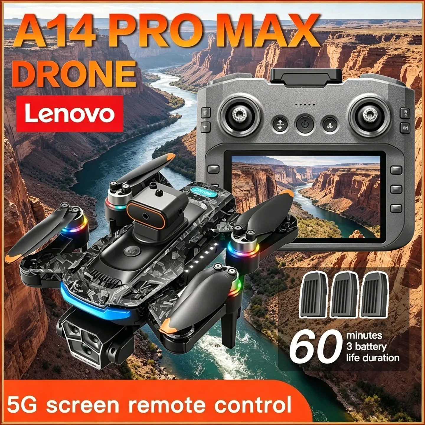 

Lenovo High-end A14 Outdoor Drones 8K Clear Video GPS Signal 5G WIFI FPV 4K Camera Large Screen Control UAV
