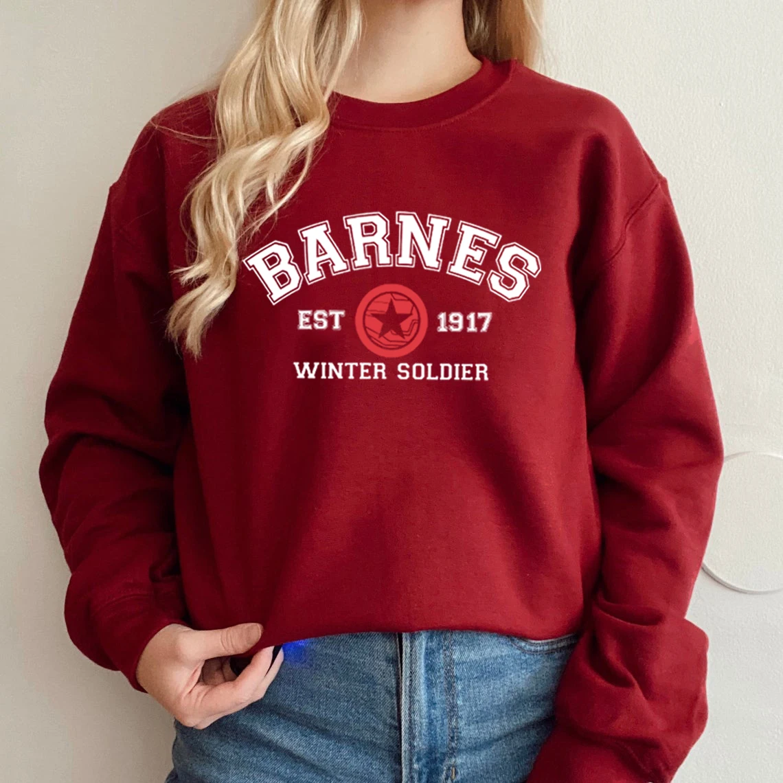 Vintage Bucky Barnes Sweatshirt Barnes 1917 Hoodies Sebastian Stan Pullover Superhero Inspired Unisex Crewneck Sweatshirts