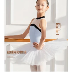 Mock Neck Girls Ballet Leotard Nylon Velvet Turtle Ballerina Cloth Rhythmic Swimsuit Bodysuit Kids Dancewear Training