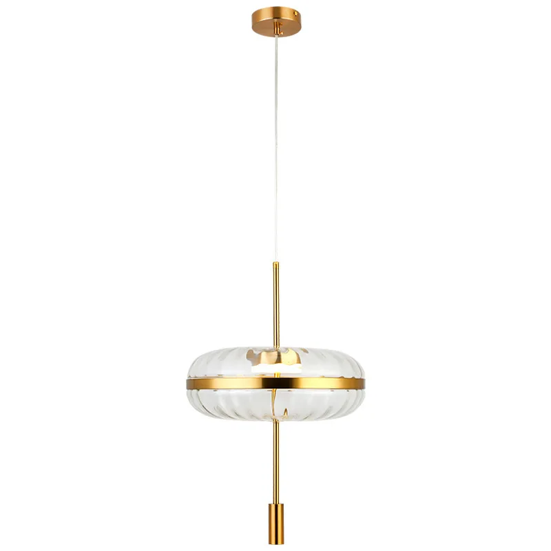 

Light luxury circular design art restaurant oval pumpkin glass cover bedroom clothing store small pendant light