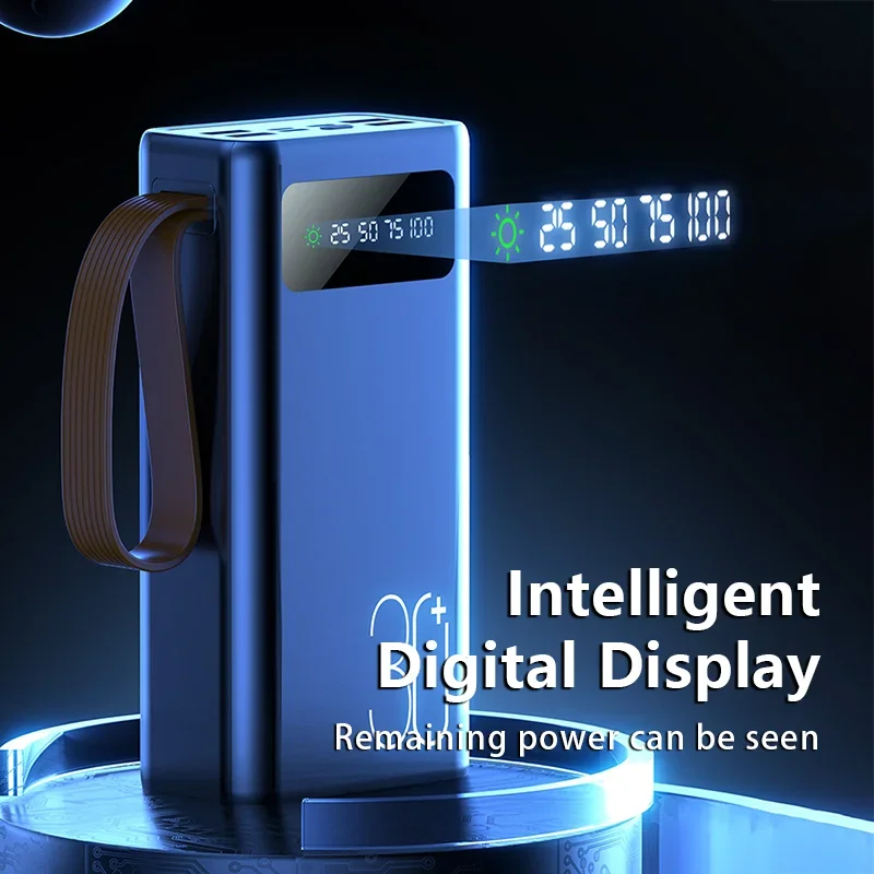 200000mAh Solar PowerBank Smart Digital Display Type-C Lightning Fastly Charging Outdoor Camping Mobile Powers Portable External
