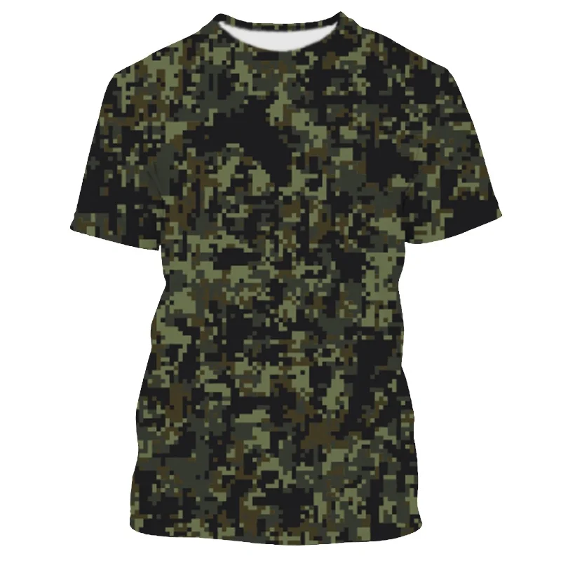 New 3D Desert Camouflage Printed T-shirt Mosaic Camouflage Graphic T Shirts For Men Cool Hunting Aesthetic Clothing Kid Tops