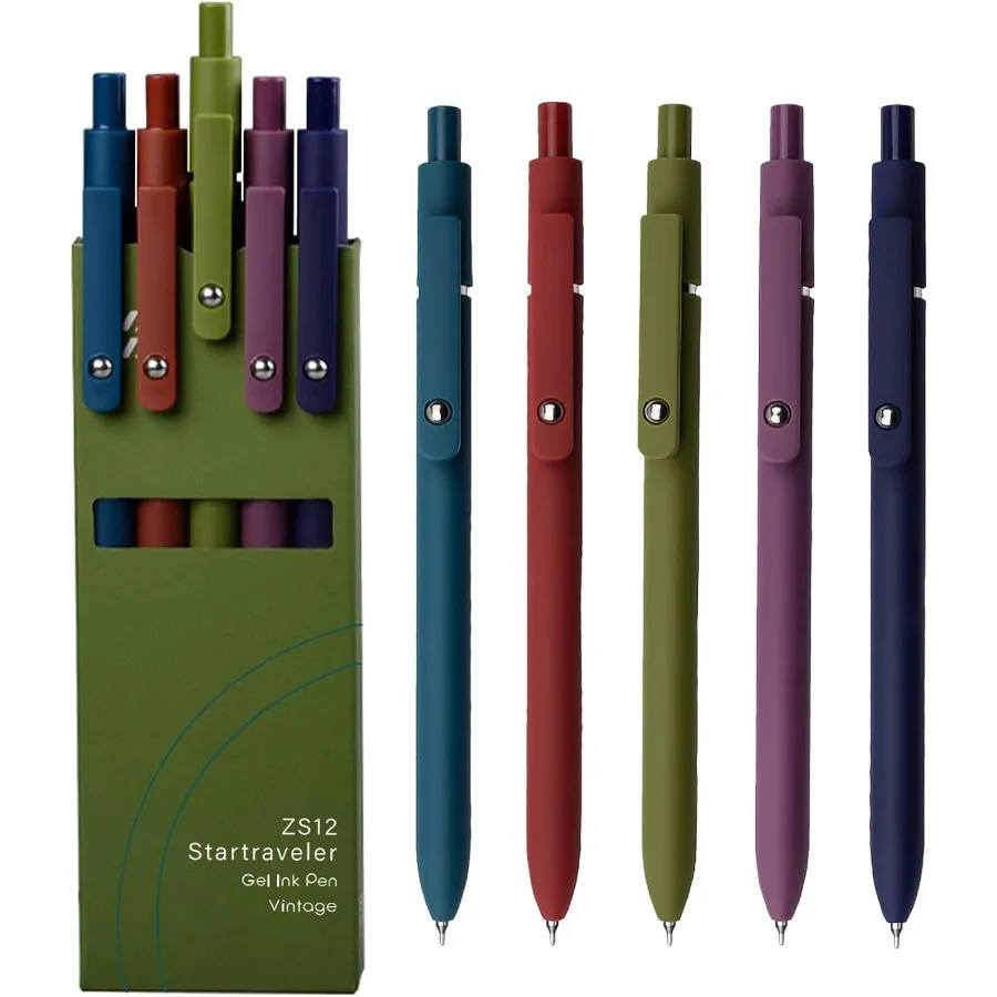 

Гелевые ручки 5 шт. 0,5 мм с тонкими точками, гладкие ручки для письма, милые ручки, высококачественная серия, черные чернильные ручки для путешествий, заметок, работы в школу