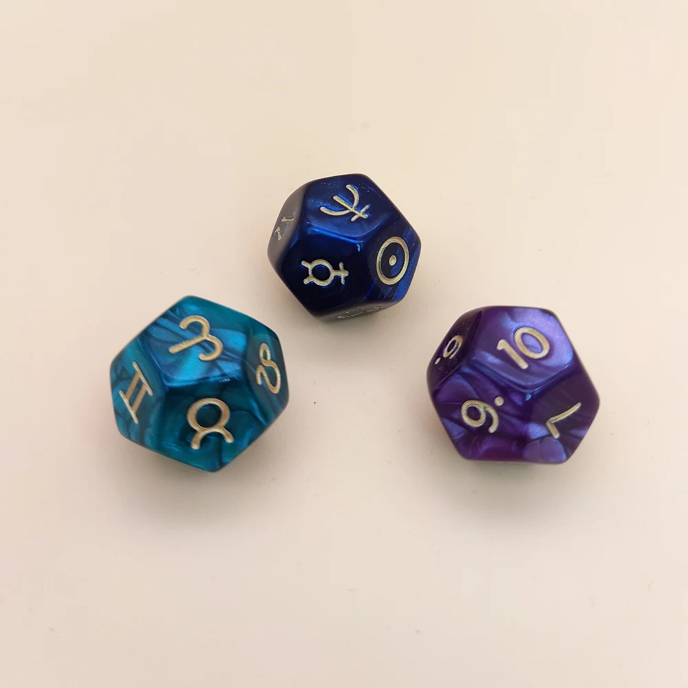 3pcs/set  New Polyhedral Dice Get in Touch with the Cosmic Forces that Guide Your Life with Constellation Divination Dice