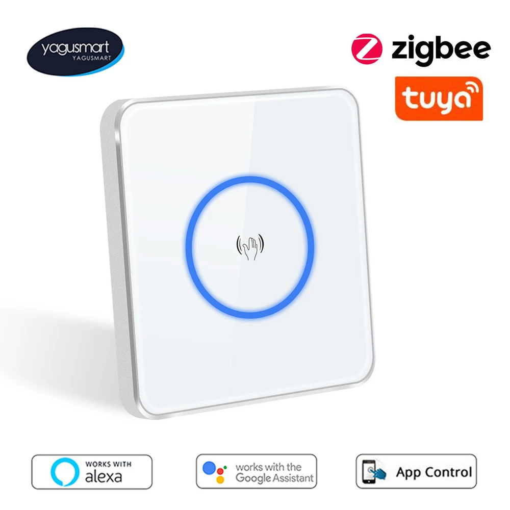 

Yagusmart Tuya Smart Zigbee Wave Switch EU Homekit Переключатель прерывателя Стеклянная панельAlexa Google Home Голосовое управление через концентратор Homekit