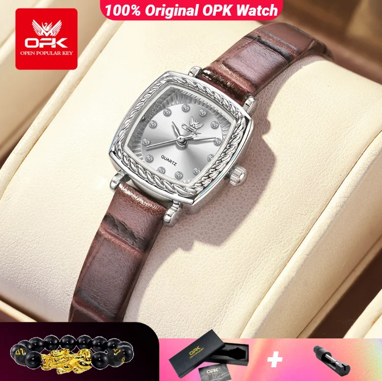 OPK 6061 Elegant Ladies' Quartz Watch Leather Strap Diamond Scale Waterproof Ladies' Watch