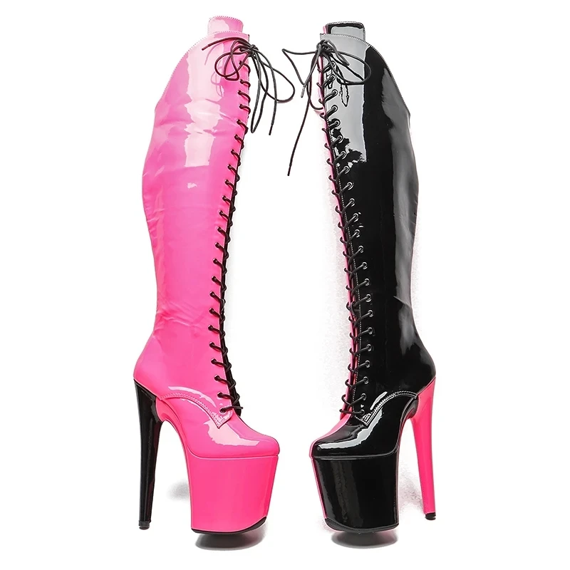 LAIJIANJINXIA 20CM/8inches Two color patent upper fashion lady High Heel platform Pole Dance boots