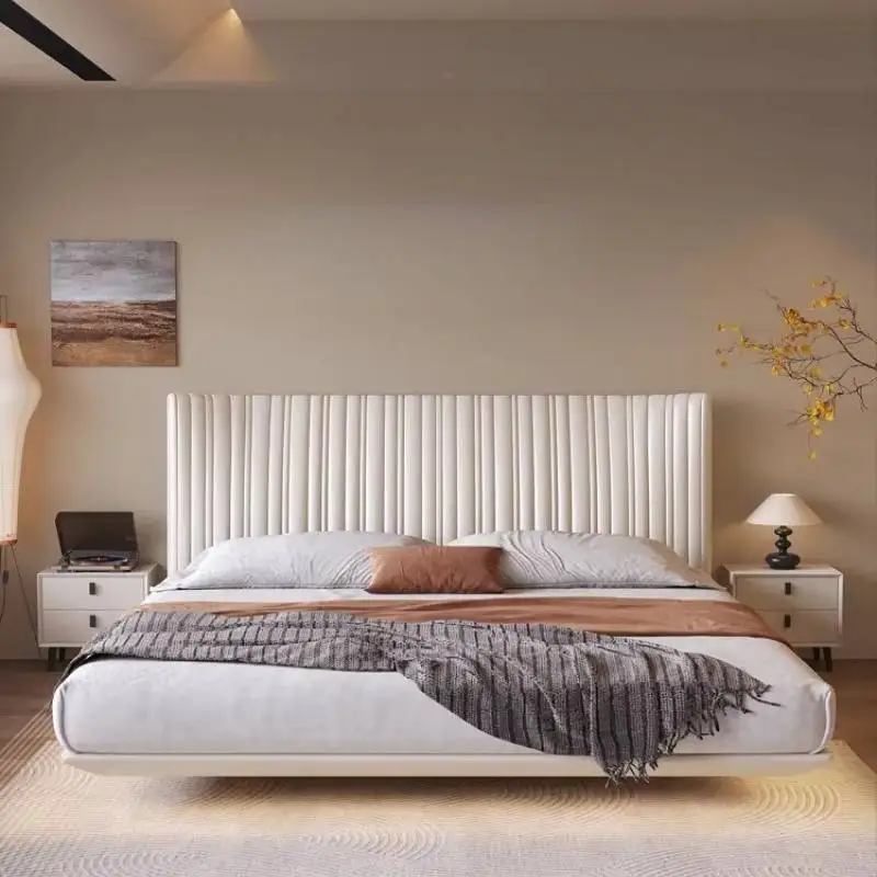 Base de cama doble con respaldo, accesorios para el hogar, cama moderna de lujo, muebles japoneses para dormitorio, muebles para el hogar