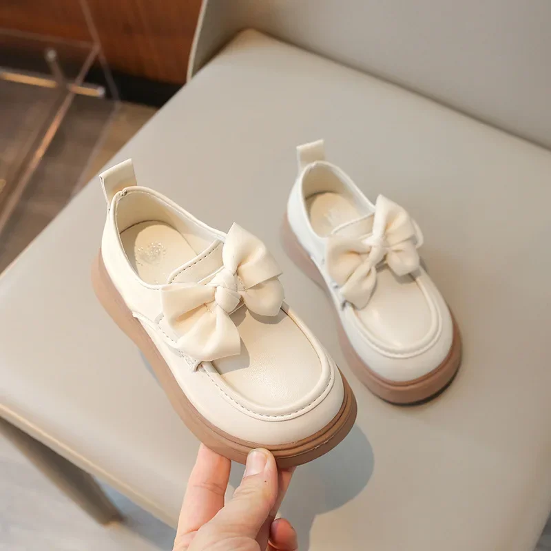 Girl Leather Shoes Spring New Fashion Kid Princess Shoe Bow Girls Party Dresses Stylish Performance Shoes Allmatch Girls' Shoes