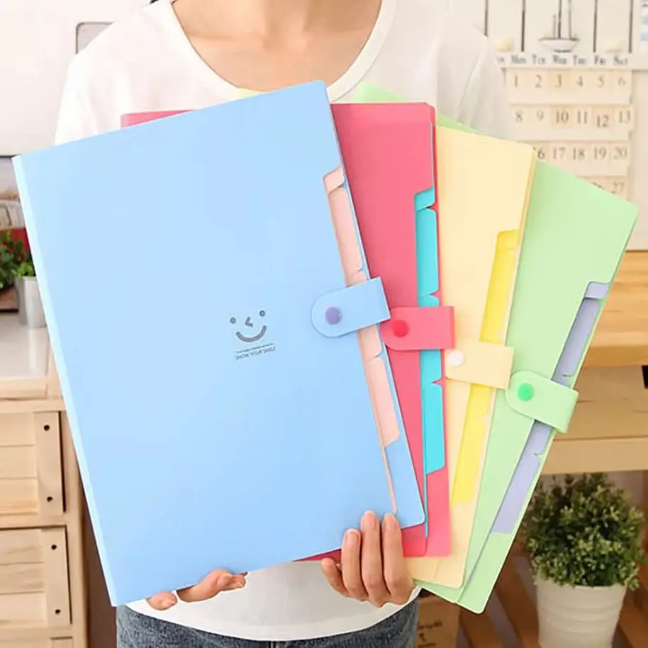 

5page Classic Accordion File Folders - A4 Document Storage Bags with Plastic Material and Test Roll Holder - Durable and Expanda