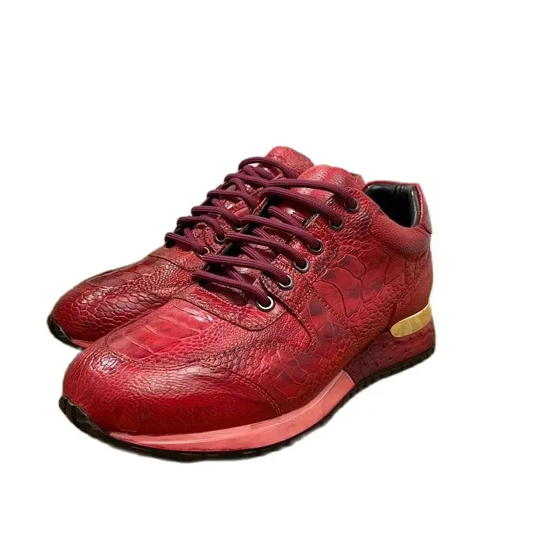 

BATMO 2023 new arrival Fashion ostrich skin causal shoes men,male Genuine leather sneakers PDD163