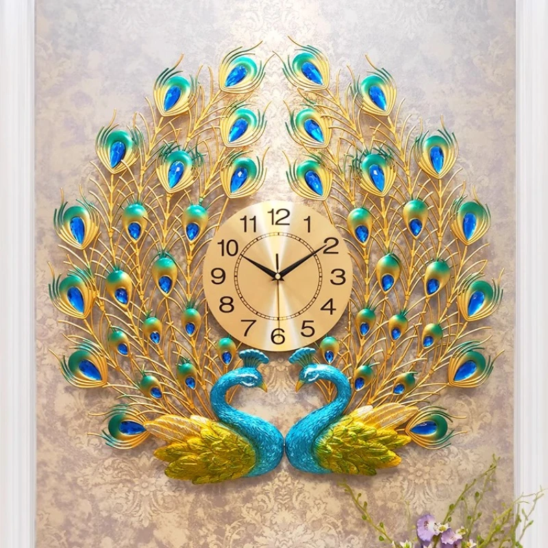 

Animal Unique Wall Clock Classic Office Peacock Design Wall Clock Large Gold Horloge Murale Numerique Living Room Furniture