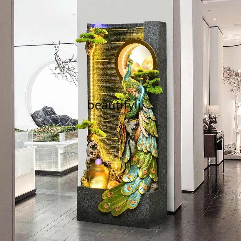 New Chinese-style living room partition rockery flowing water decoration ornament  fountain circulating water curtain wall