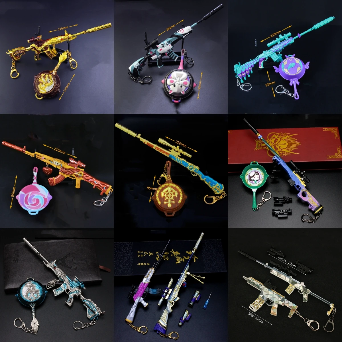 

Multiple styles PUBG Game Peripheral Metal Gun Weapon Model AKM 98K M416 AWM Keychain Alloy Light Key Chain Car Pendant Gift Toy