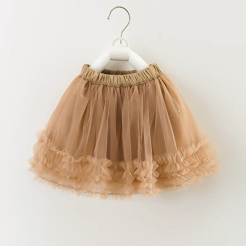 DE PEACH 2025 Summer Spring Fashion Cute Baby Girls tutu Skirt Kids Princess Party Skirts Children Tulle Fluffy Dance Costume