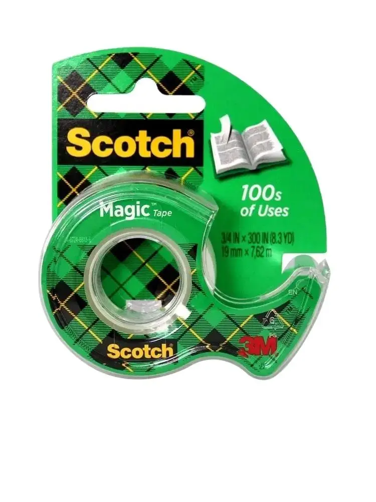 Fita mágica 3M com dispensador 105, fita invisível Scotch 3M, material de escritório doméstico e