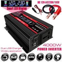 Car Inverter 12V To 220V 4000W Converter Dual USB Auto LED Voltmeter Converter 12V Transformer Modified Sine Wave Inverter