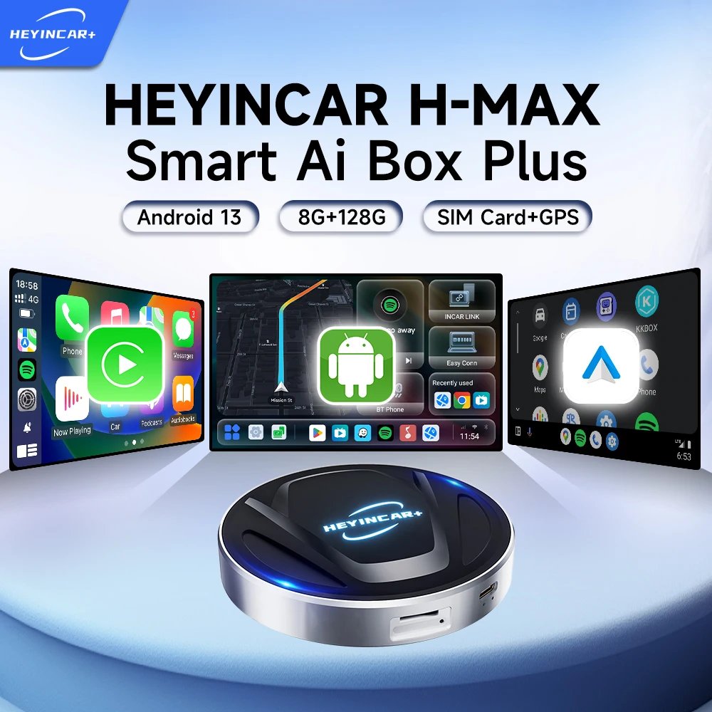 

2024 Новый HEYINCAR Android 13 Tv box Android Авто Carplay беспроводной адаптер для Netflix Car Play для YouTube Ai Box SM6225 4G GPS