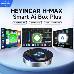 HEYINCAR CarPlay Ai Box 8+128G Android 13 Wireless Carplay Android Auto Adapter QCM6125 8-Core CPU 4G LTE for VW Audi Kia Fiat