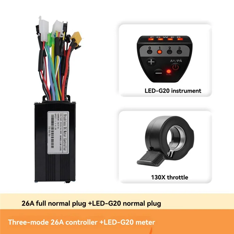 Gut 36V 48V 26A Bürstenloser Controller G20 Meter LED-Anzeige + 130X Drosselklappensatz für Elektroroller E-Bike Reparatursatz