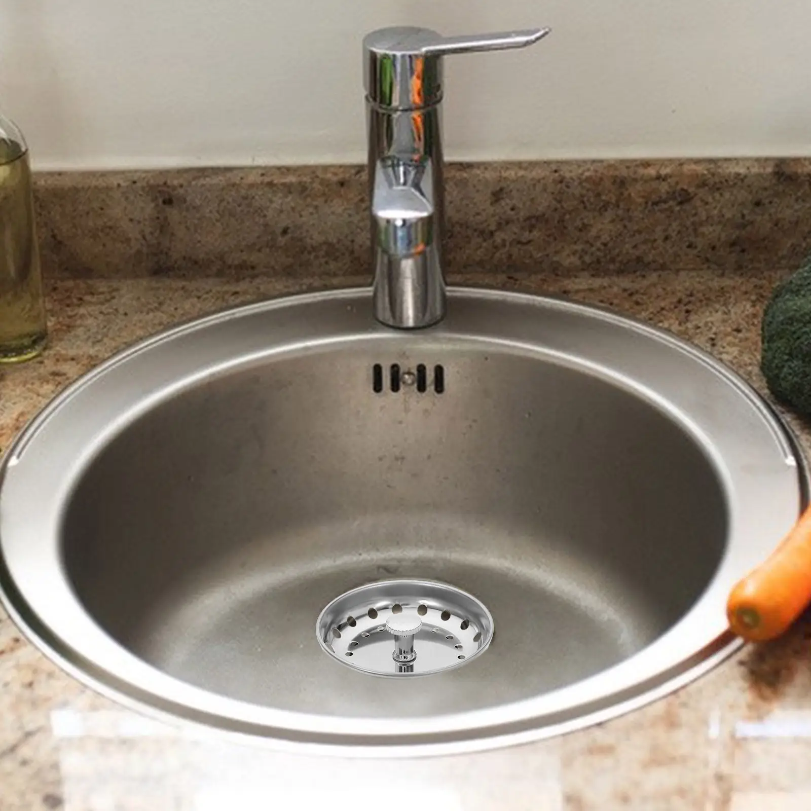

1Set Stainless Steel Kitchen Sink Strainer Stopper Drain Filter Basket for Garbage Disposal Sink Protector Universal Size