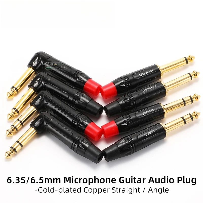 6.35/6.5 ts mono trs estéreo 2/3 núcleo plugue de soldagem cabo de guitarra instrumento musical cabo de microfone de áudio cabeça reta cotovelo plug