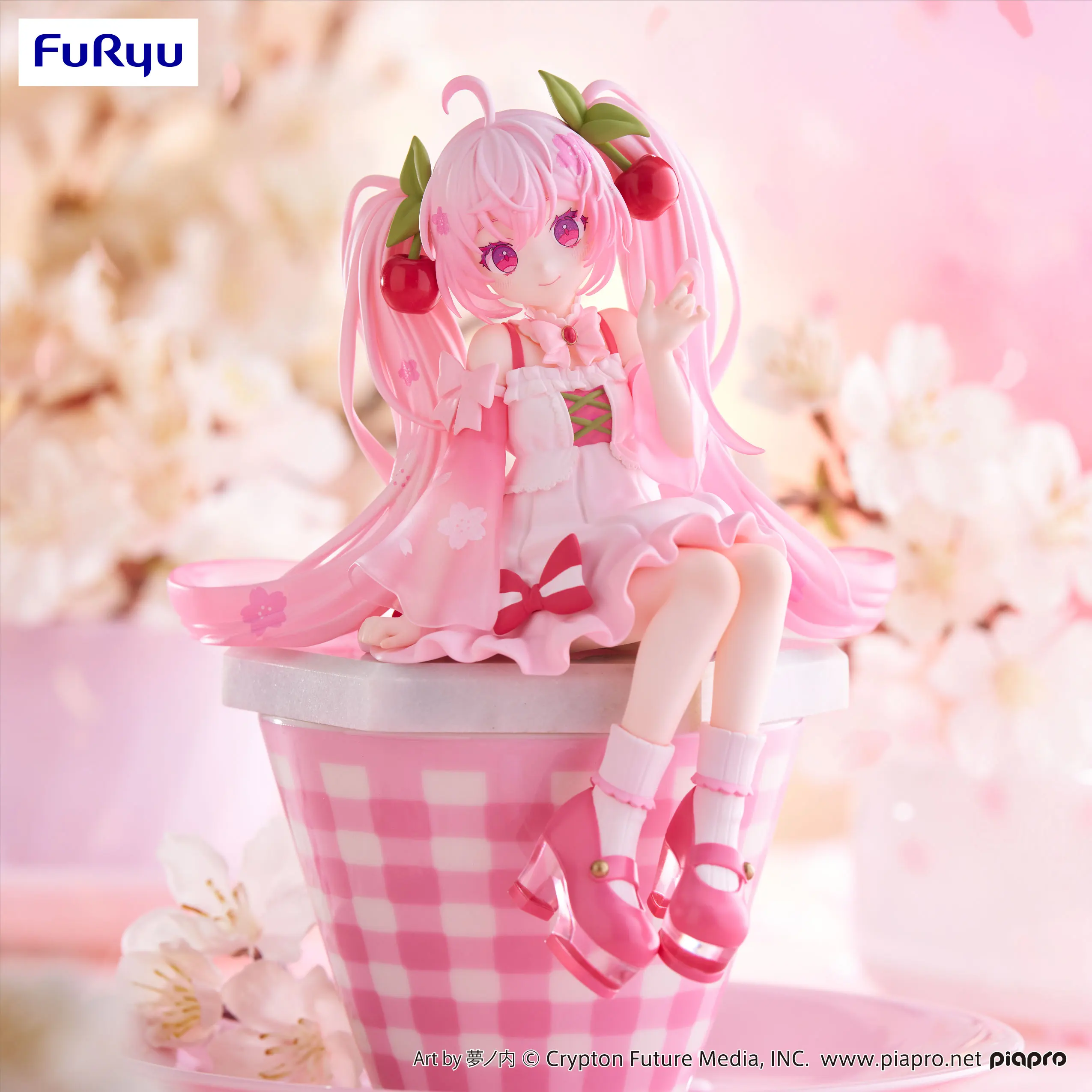 Original FuRyu Noodle Press Series Hatsune Miku Sakura Hatsune Genuine Anime Figure Collectible Model Satuette Ornament Toy Gift