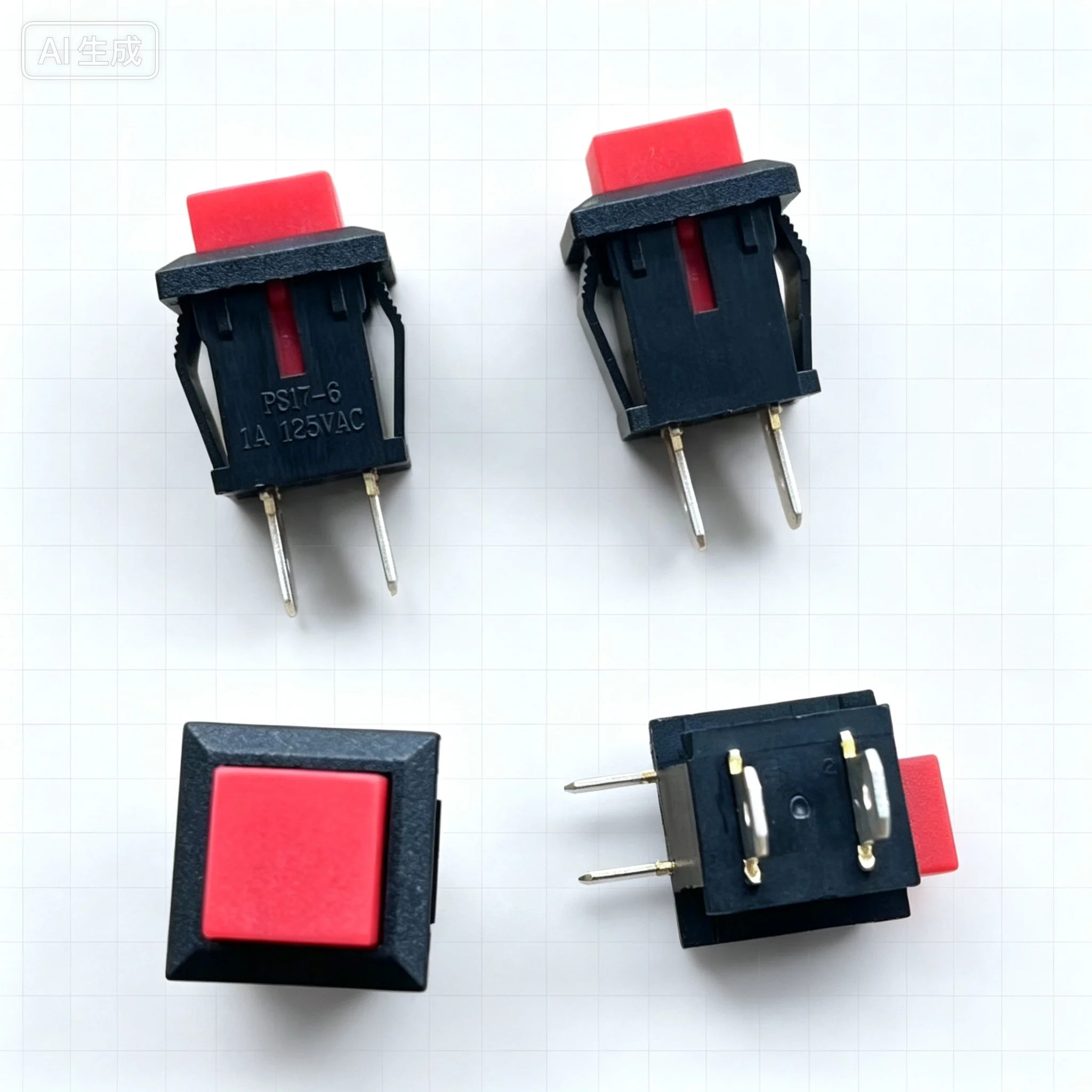 For CANAL Square Reset Non-locking Push Button Switch PS17-6 Mini Momentary Power Switch