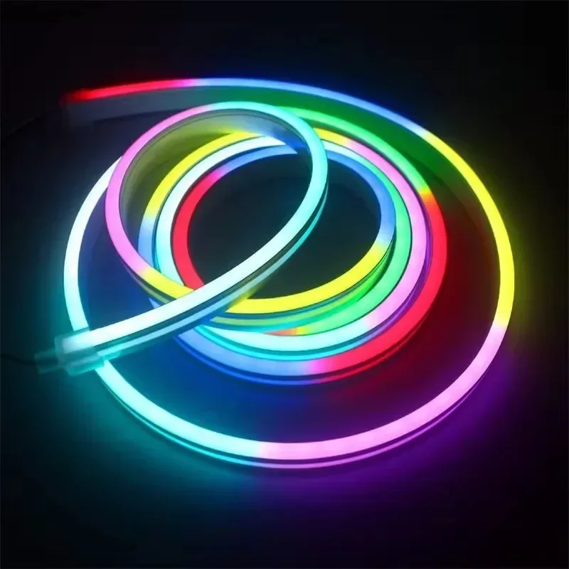 DC5V USB Neon LED Strip Light 1M 2M 3M RGBIC WS2812 Waterproof Neon Sign Tape Bluetooth Control For Room Wall Decor Fairy Light