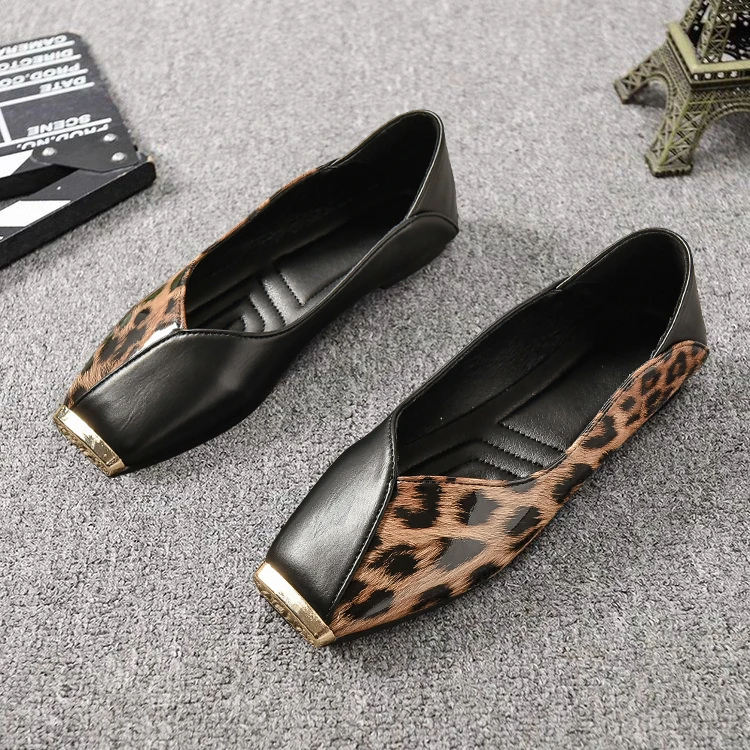 Leopardo Donne Sexy Sandali Scarpe Estate Punta Quadrata Appartamenti Designer 2024 Tacchi Bassi Superficiali Mocassini Zapatos Femme Ufficio Barca