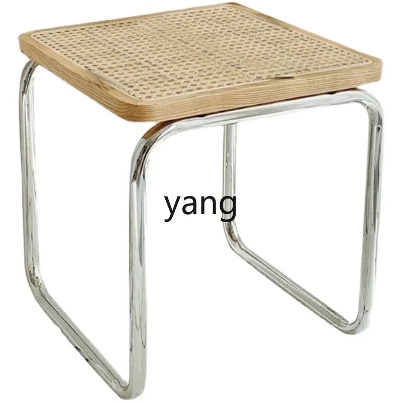 

LTT stainless steel small square stool coffee table rattan stool homestay entrance low stool medieval