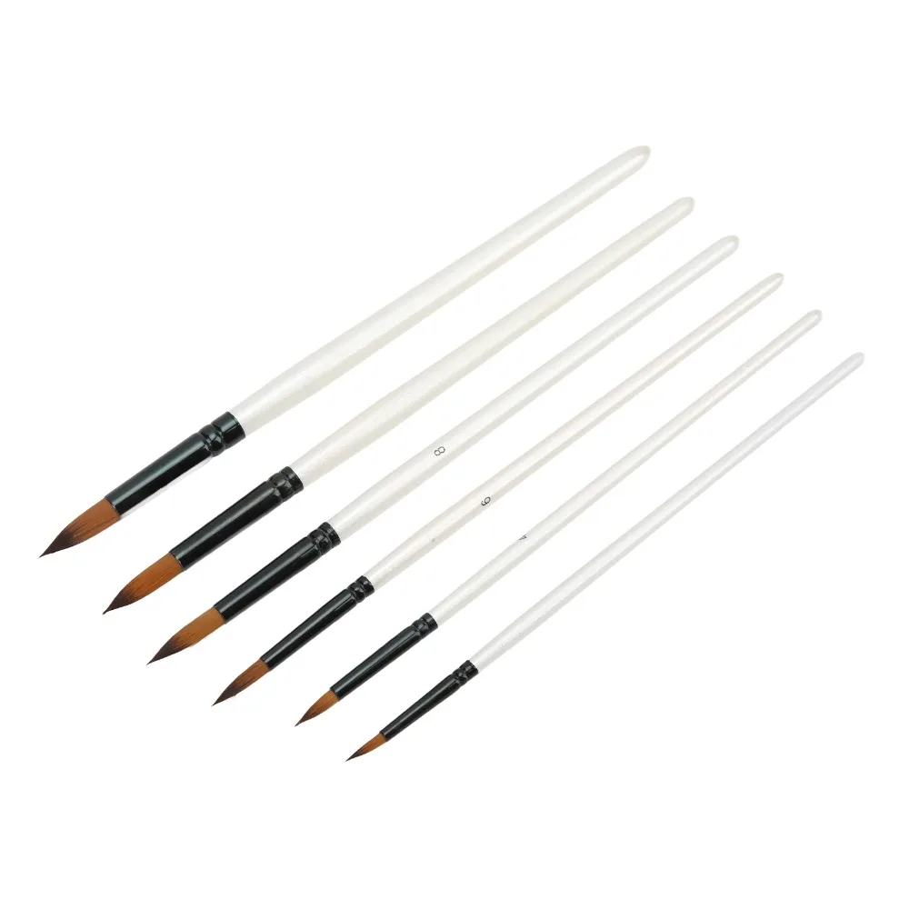 6pcs 6 Sizes Paint Brush Set Soft Brush Tips Fine Detail Tip Watercolor Brush Set Oil Paint Brush Tips Fine Detail Tip
