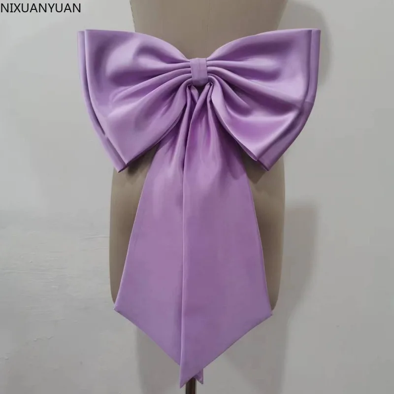 Separate Lavender Satin Bow Detachable Bridal Dress Satin Knot Accessories Wedding Accessories