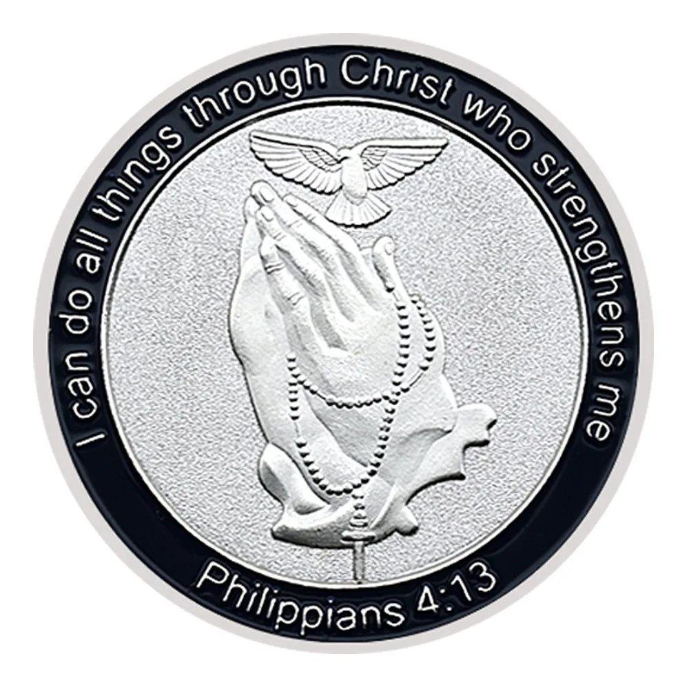 Through Christian Who Strengthens Collection Coin Doves of Peace Rodstaff Prayer Silvery Plated Souvenirs Coins