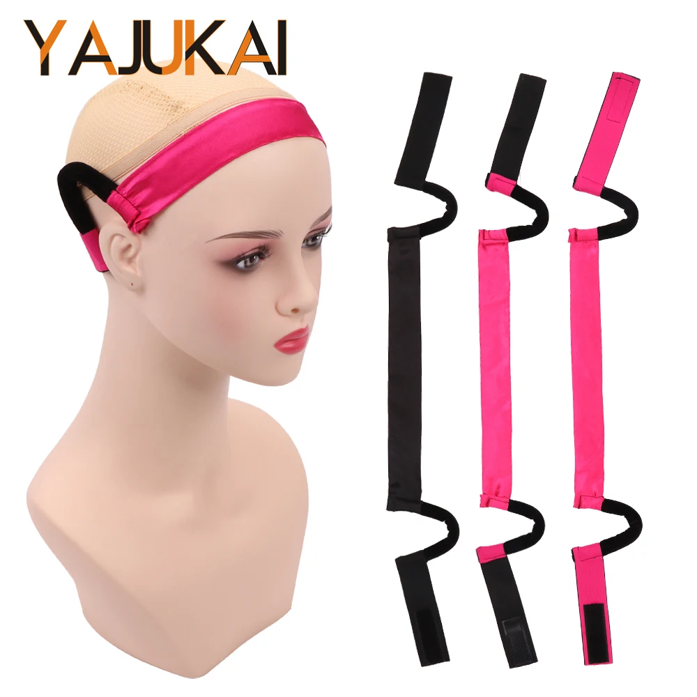 Silk Comfortalbe Satin Lace Band Painless Soft Wig Band With Ear Cut Ours Tools Wig Melting Band Adjustable Black Rose Red Band