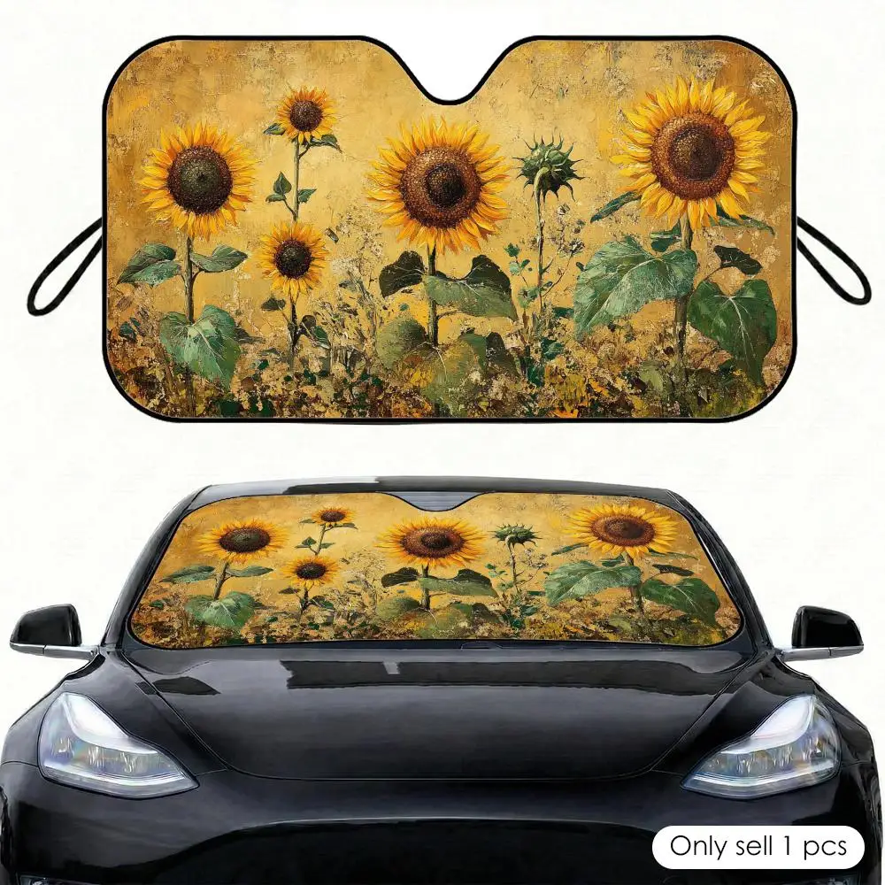 

Sunflower Pattern Sun Visor Car Windshield Sunshade Front Window UV Protection Heat Insulation Sun Shade Cover Foldable