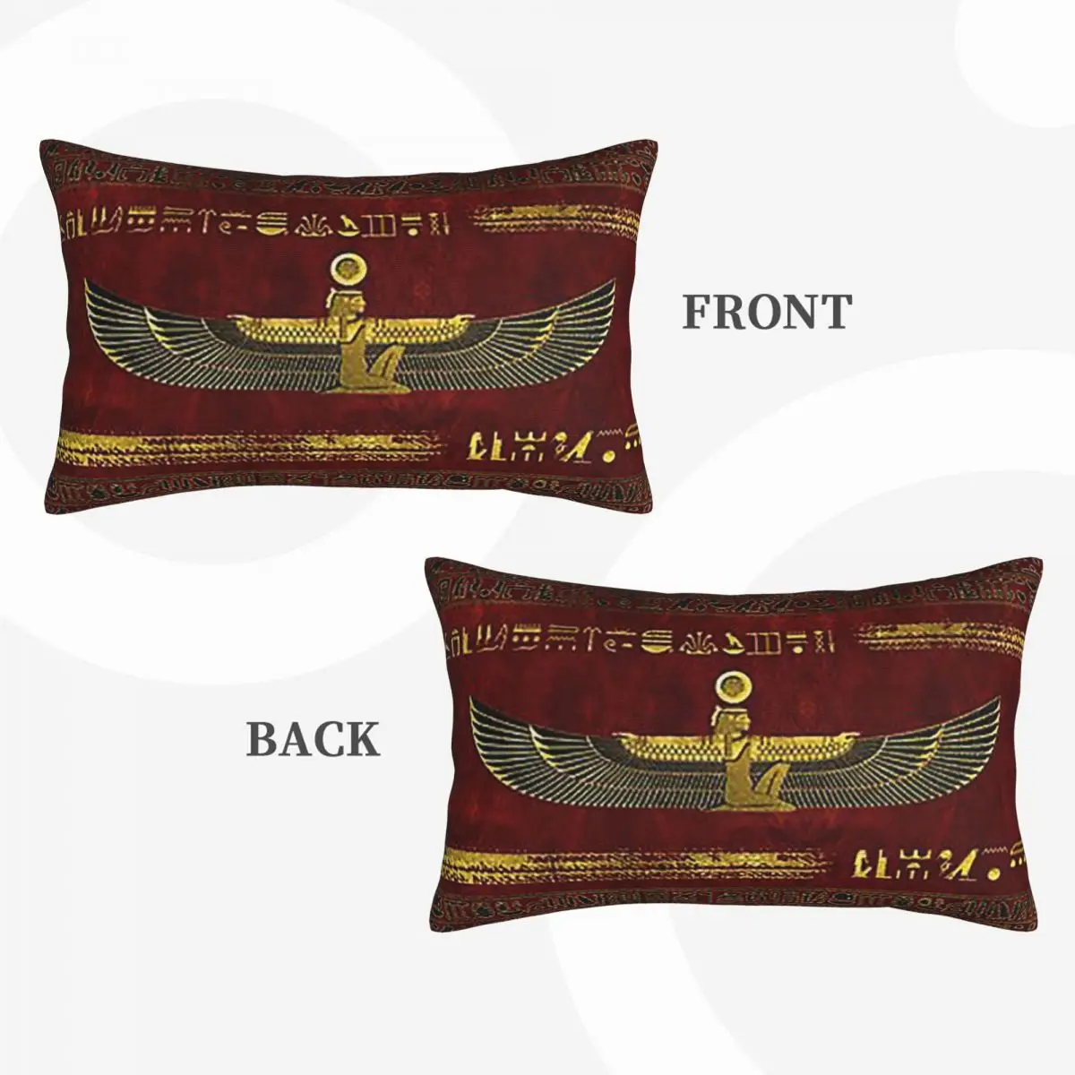 زخرفة الله المصري الذهبي على الجلد الأحمر مستطيل المخدة غطاء الوسادة ديكور غرفة نوم السرير المنزل الراحة رمي وسادة #3