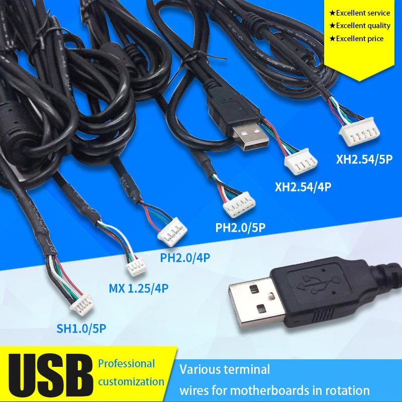 USB-Touchscreen-Kamera-Terminalkabel xh2.54/ph2.0/mx1.25/sh1.0 Motherboard USB-Verbindungskabel