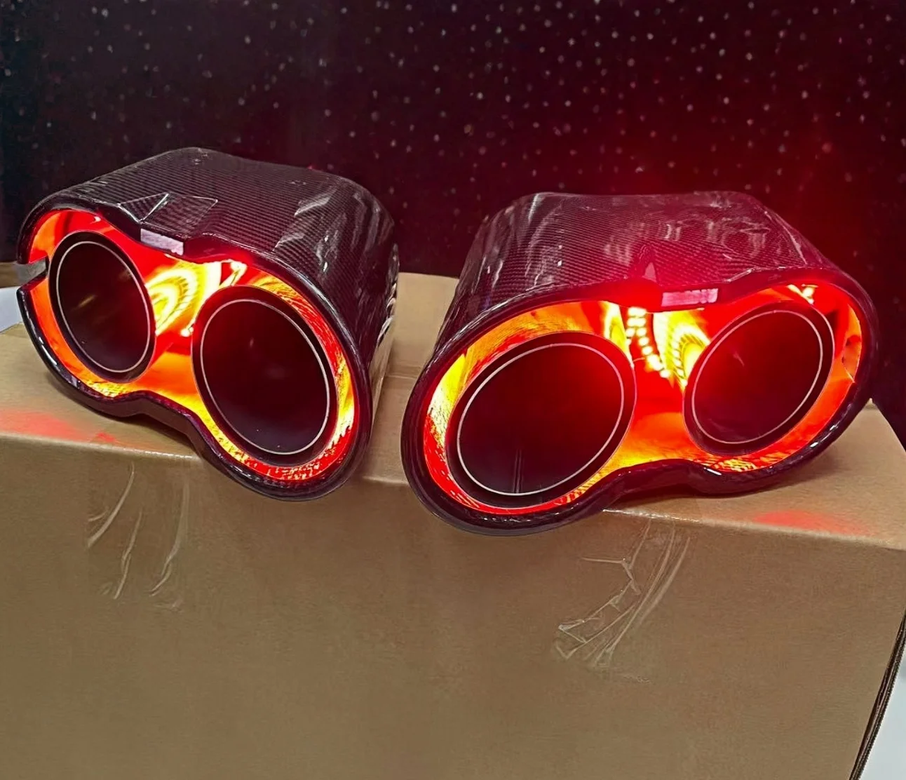 For G Class Exhaust Tip for W464 W463A G63 AMG G65 G550 G500 LED Missile-Style Luxury High Quality Carbon Fiber