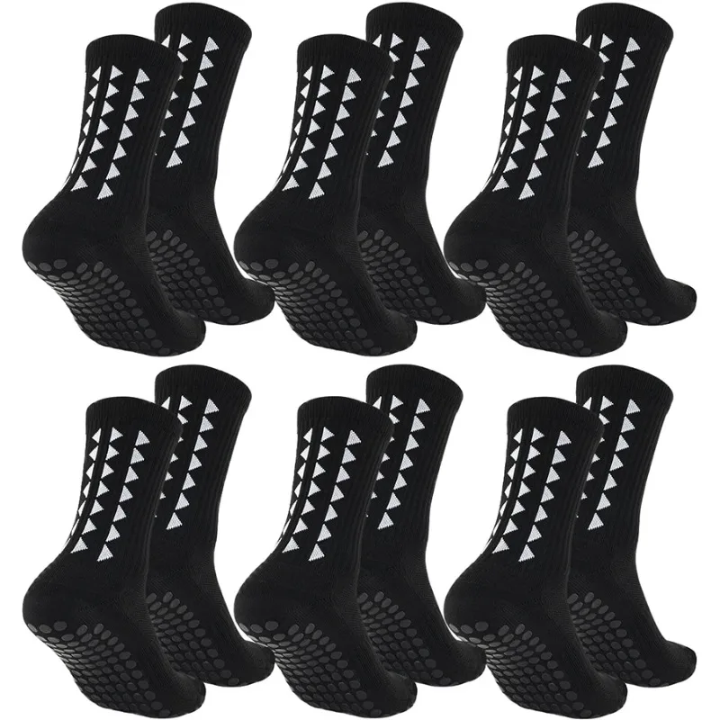6Pairs Unisex Football Grip Socks - Sport Towel Bottom Rugby Soccer Cycling Running Exercise Athletic Socks for Men And Women