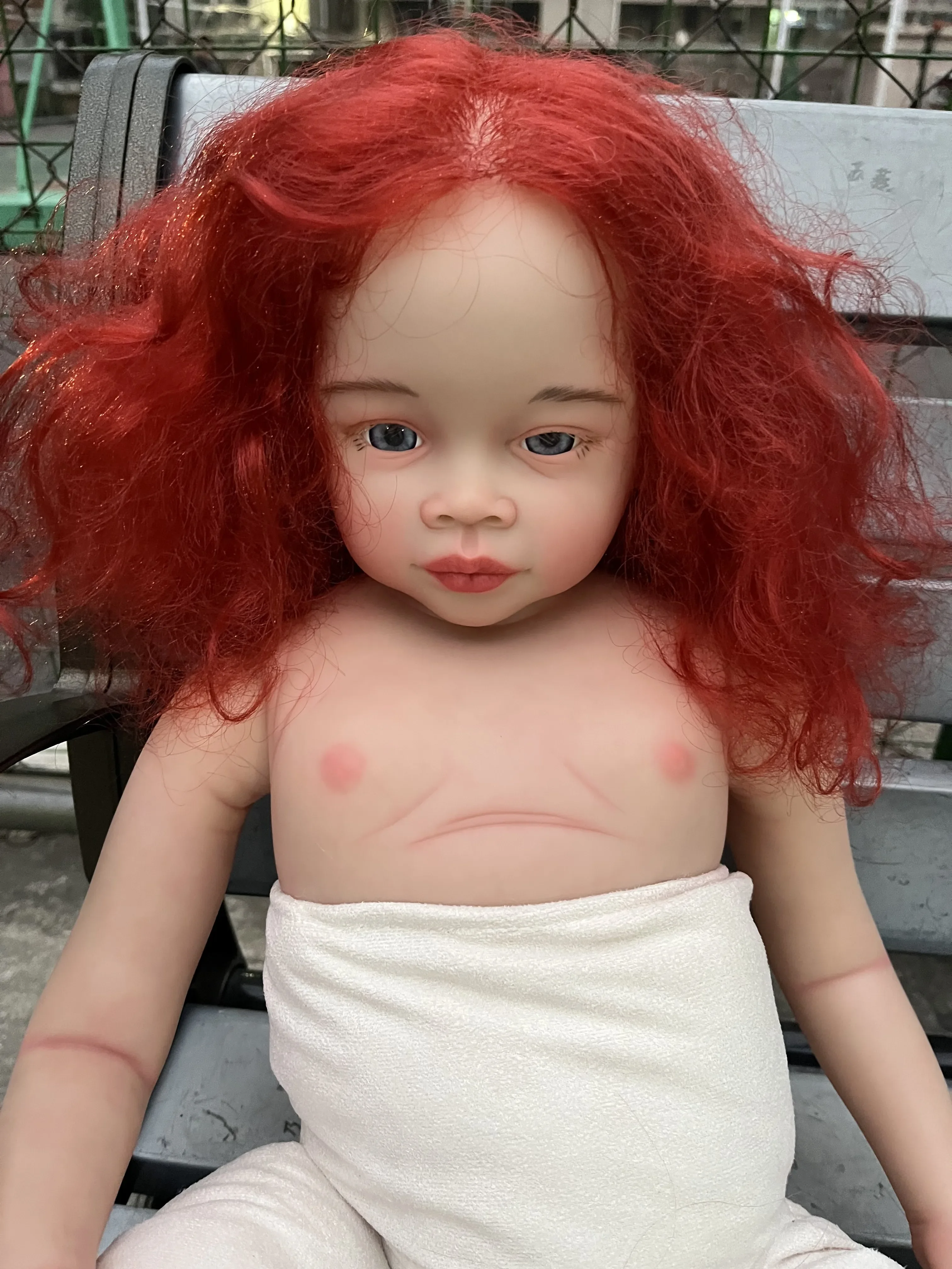 DLS Fornitura limitata personalizzata da 32 pollici Reborn Baby Doll Meili con kit dipinto di capelli rossi radicati a mano Parte fai da te Regalo di Natale