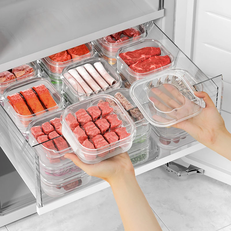 Refrigerator Storage Box Food-grade Food Meat Fruit And Vegetable Fresh-keeping With Lid Kitchen Accessories