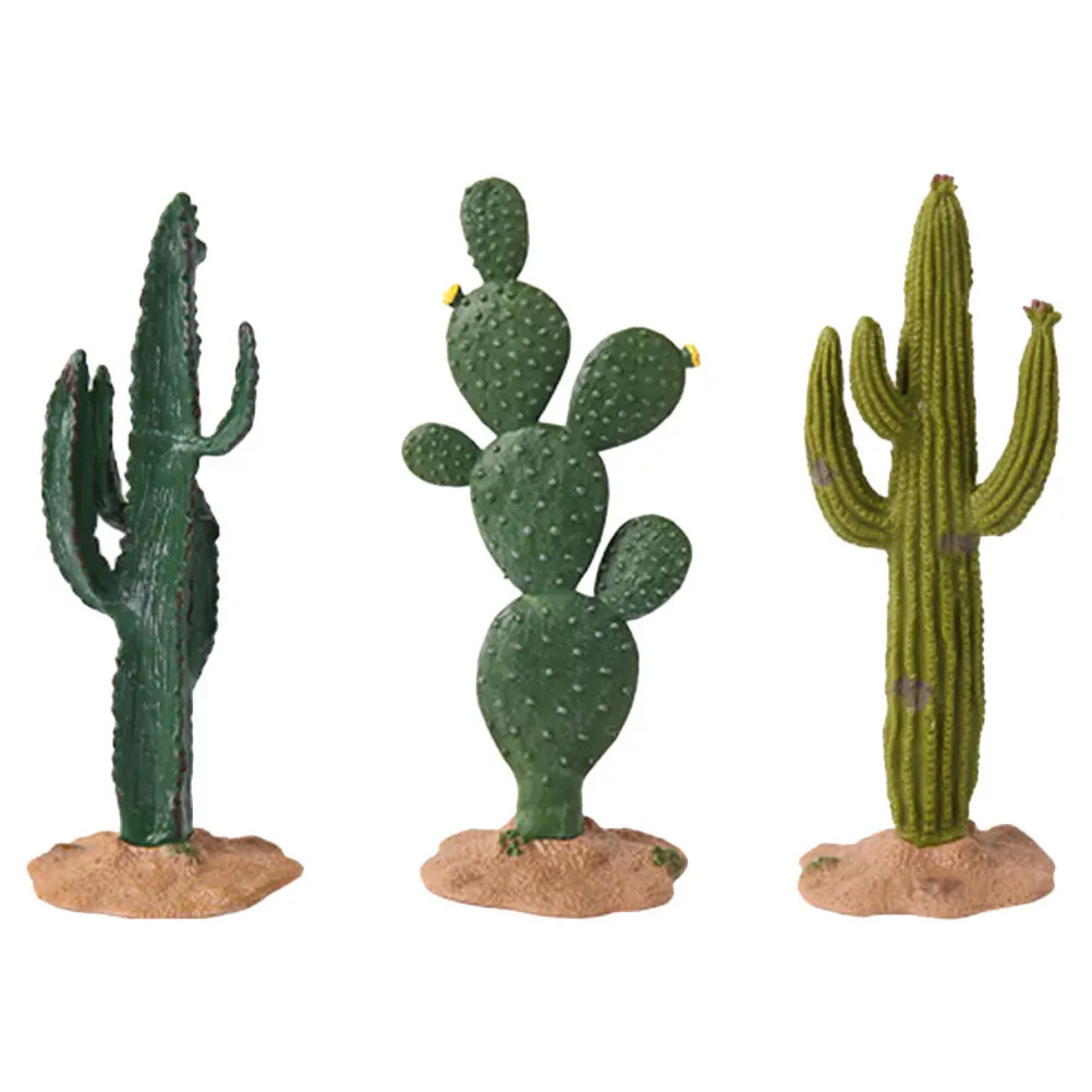 

3pcs Simulated Cactus Figurines Artificial Plant Decor For Home Office Desktop Tabletop Garden Car Interior Ornament
