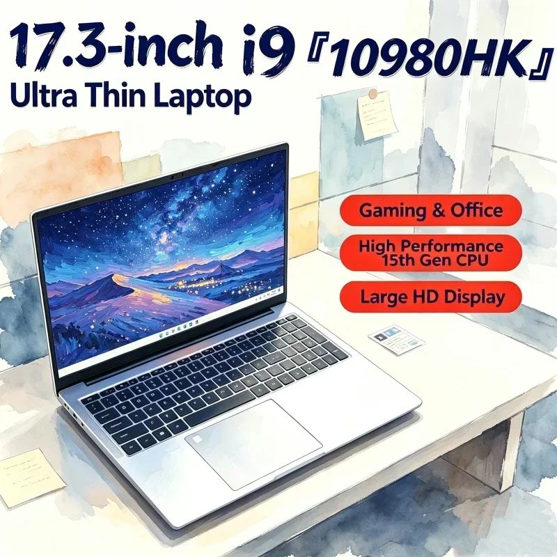 17.3 Inch Rapid Laptop Intel Core I9‑10980HK 16GB RAM 1TB/2TB SSD Fingerprint Unlock Windows 11 Gaming Notebook
