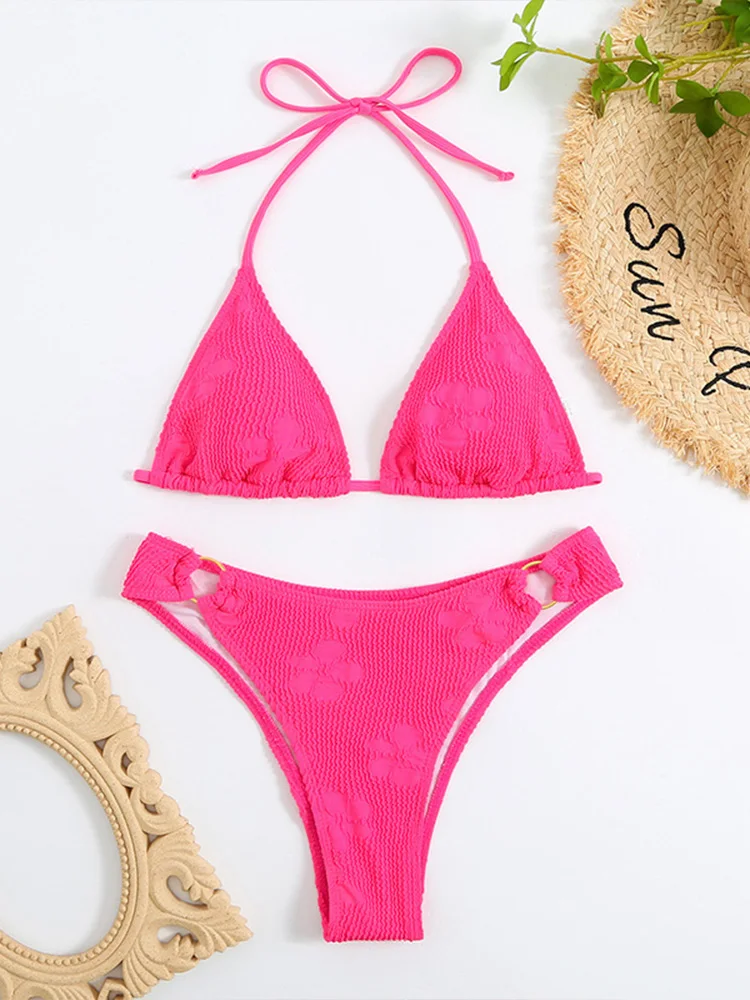 Sexy Solid Print Bikinis 2 Piece Set Women Split Swimsuit Backless High Waist Beach Lace Up Bikinis 2026 New Summer Bikinis Set