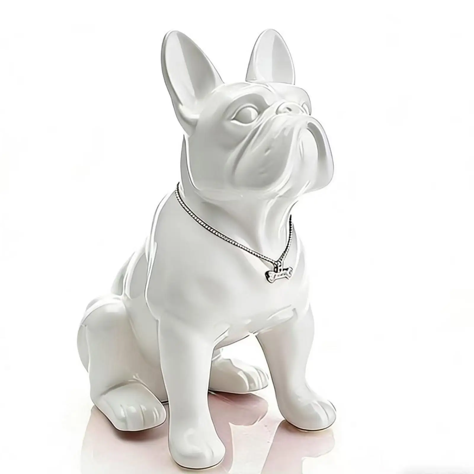 Decorative French Bulldog Statue Glossy Resin Figurine for Pet Lovers Modern Tabletop Sculpture