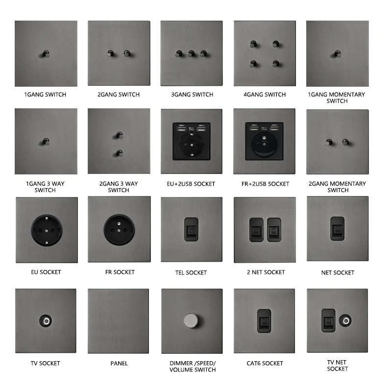 Avoir Retro Lever Light switch Usb Wall Socket Gray Wall Toggle Switch Panel Led Dimmer Curtains Electrical Sockets And Switches