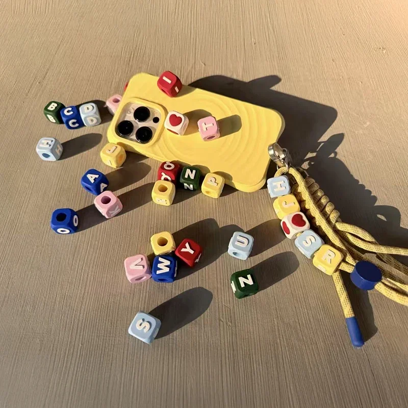 

Creative Alphabet DIY Letters Beads Nylon Phone Strap Long Chain Mobile Phone Charm for IPhone Lanyard Bracelet