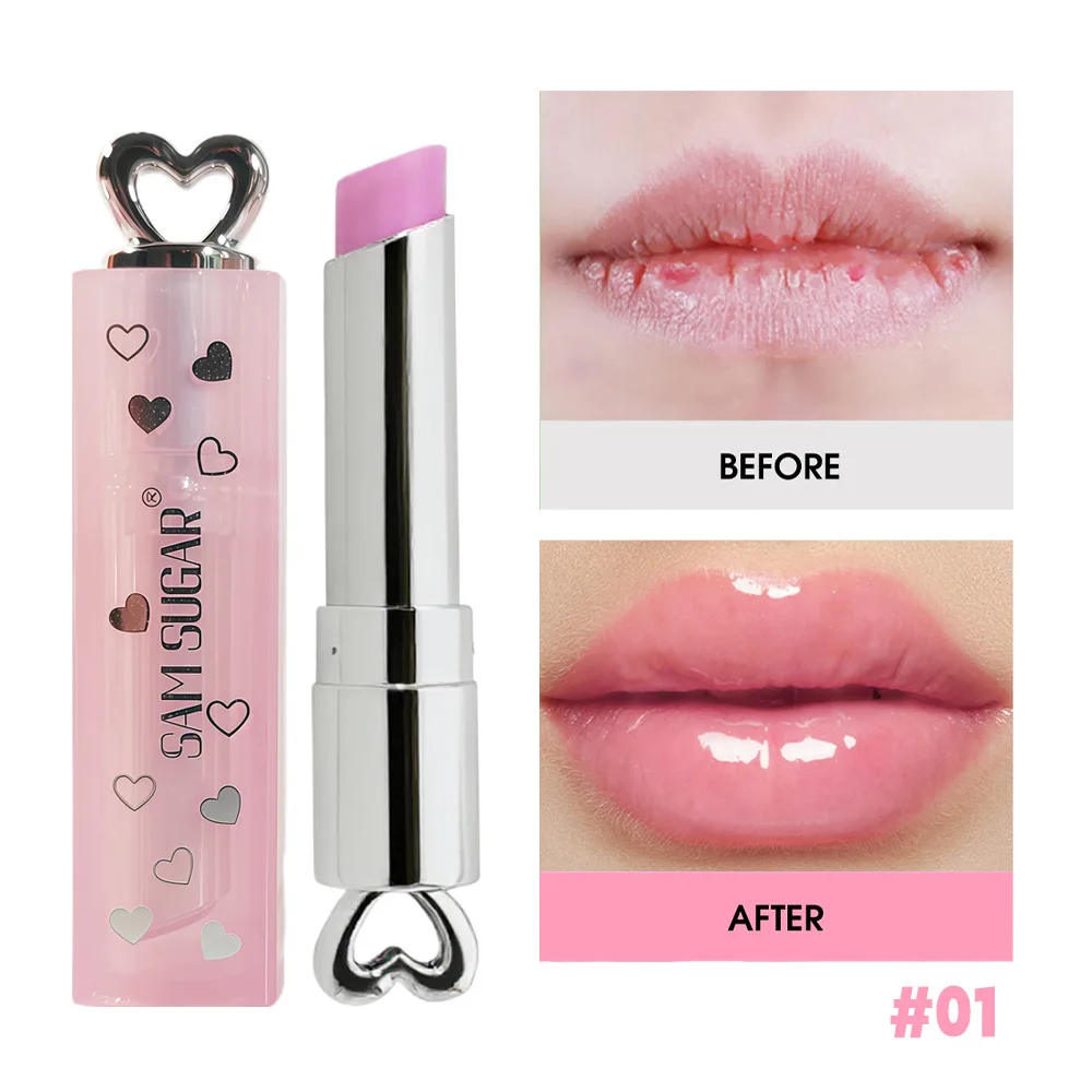 ハート型リップバーム 温度活性化カラーチェンジ 保湿フォーミュラ 乾燥防止 唇の荒れ修復 冬のケア